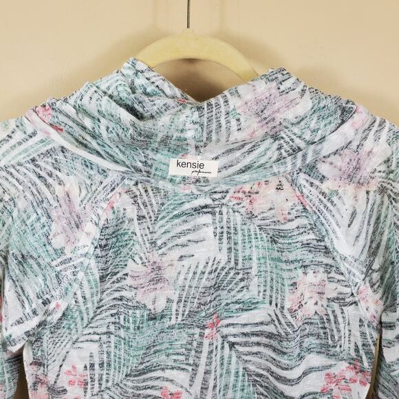 Kensie Tropical Print Cowl Neck Top Women's Size M - Picture 7 of 12